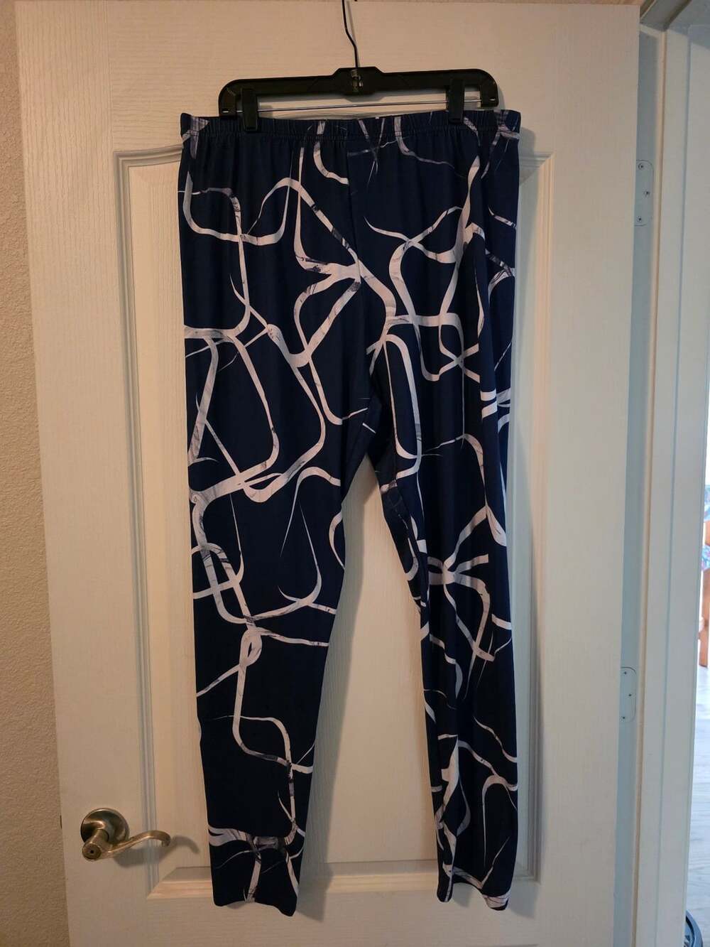 Lily by Firmiana Blue Abstract Swirl Print Leggings 3XL